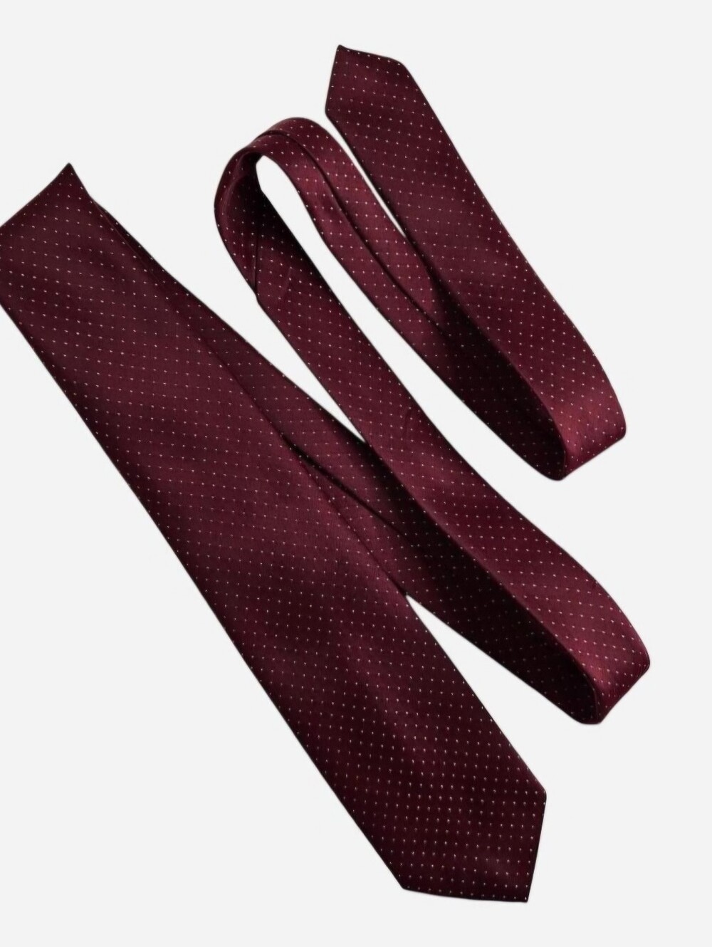 Pierre Jacques Burgundy with White Polka Dot Polyester Tie 57 inches